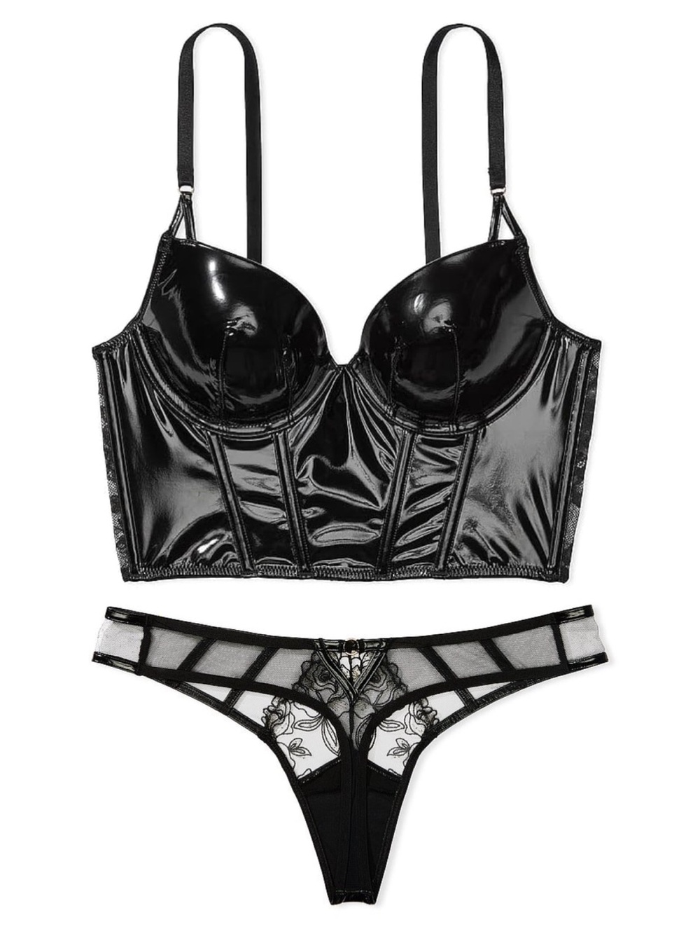 Victoria’s Secret ‘Very Sexy’ Longline Black Bustier & Thong Set, 32D/XS + NEW